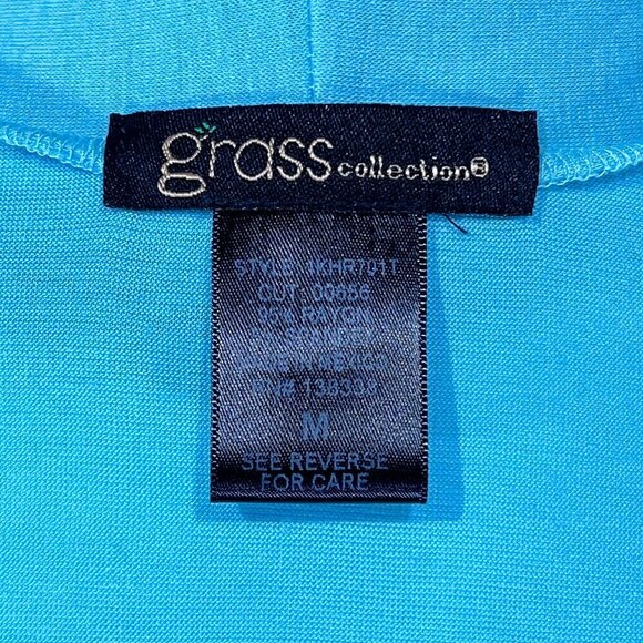 Grass Collection Open Front Cardigan | Blue | Lightweight | Medium | 3/4 Sleeve - Picture 8 of 9